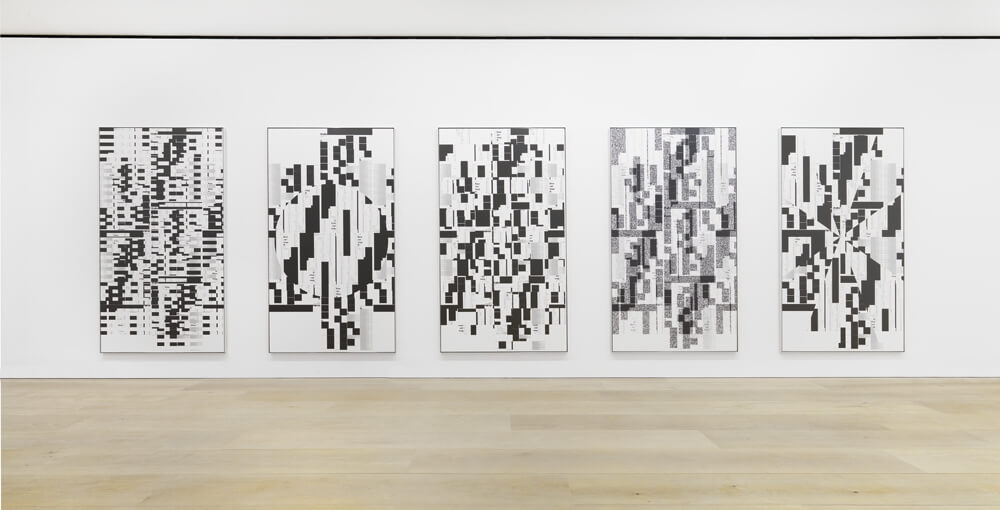 Michael Riedel, Installation view, “Laws of Form”, David Zwirner, London, 2014.