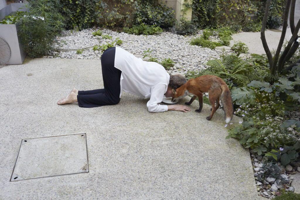 Juergen Teller: Charlotte Rampling, a Fox, and a Plate (Teller), London 2016, Copyright and courtesy the artist