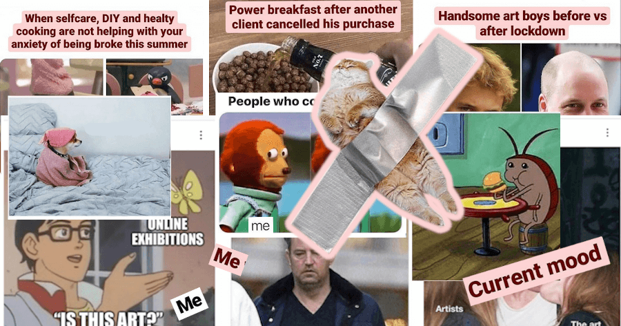 Collage verschiedener Memes mit Kunstbezug.