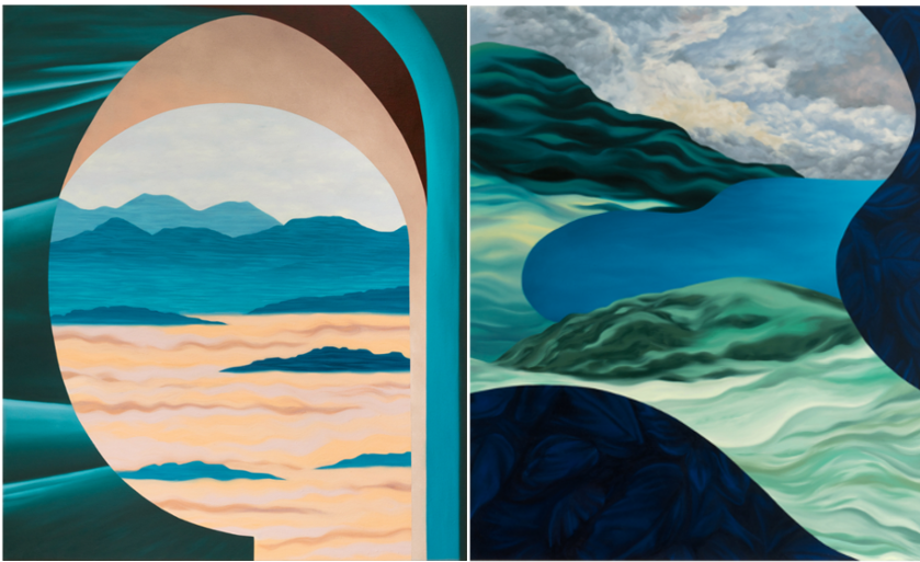 Zwei Gemälde mit verwunschenen Landschaften der Künstlerin Joan Tremblay.