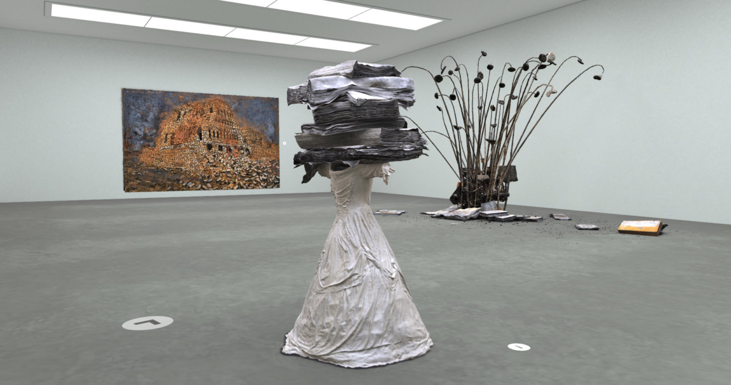 Virtuelle Ausstellungsansicht mit Arbeiten von Anselm Kiefer in der Digitalen Kunsthalle vom ZDF