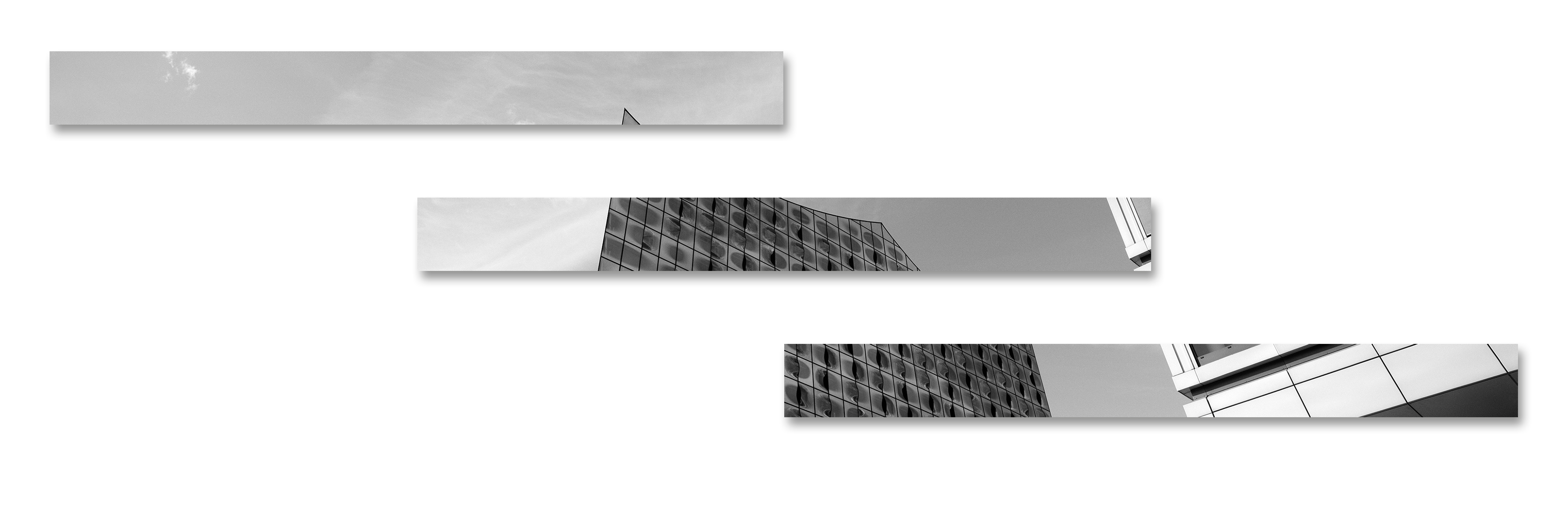 Thorsten Kern: "Elbphilharmonie_03", 2016, Analoge Fotografie, s/w, 3 Teile à 10 x 100 cm, Diasec, Auflage: 3