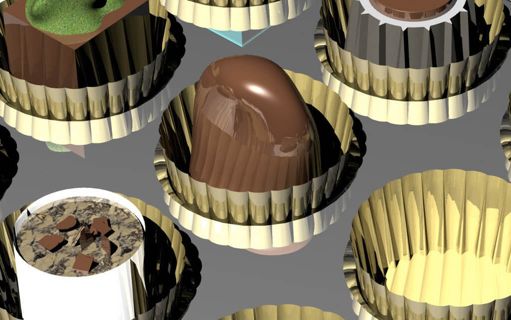 Diverse Schokoladen in Krepppapier.